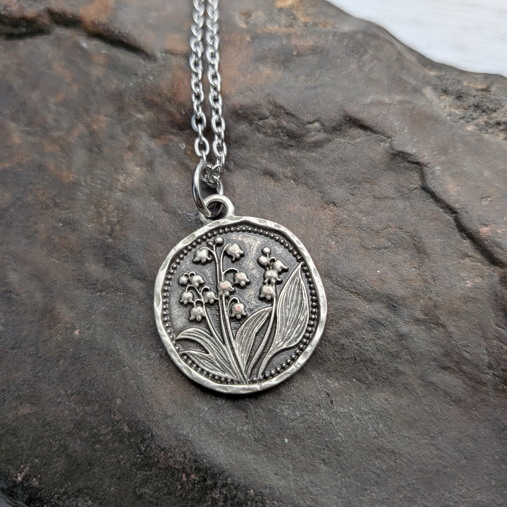 Silver Lily Of The Valley Flower Pendant Necklace - Picture 4 of 6
